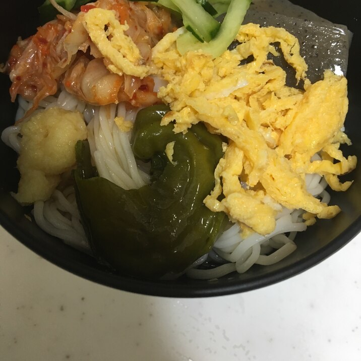 ししとうと白菜キムチ☆素麺(^○^)